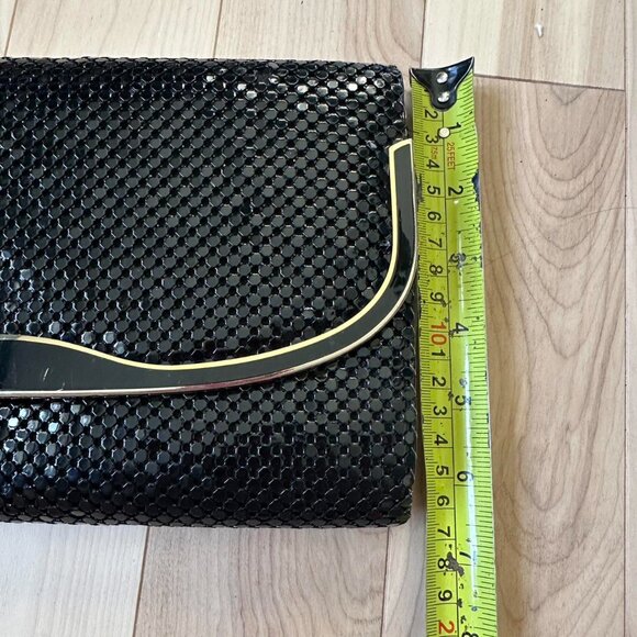 Vintage Black Clutch – Mesh Texture, Gold Trim - Picture 5 of 7